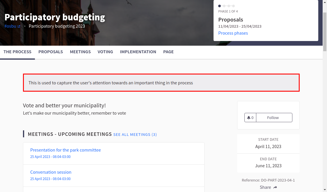 Process's announcement