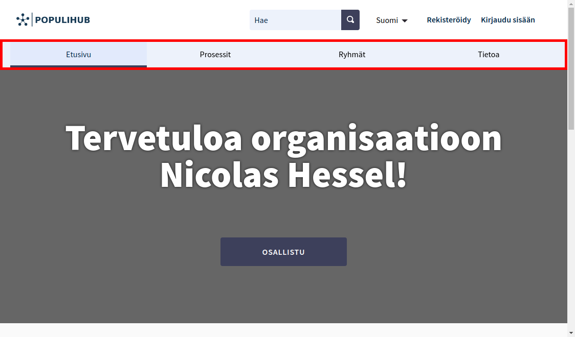 Palvelun päänavigaatio